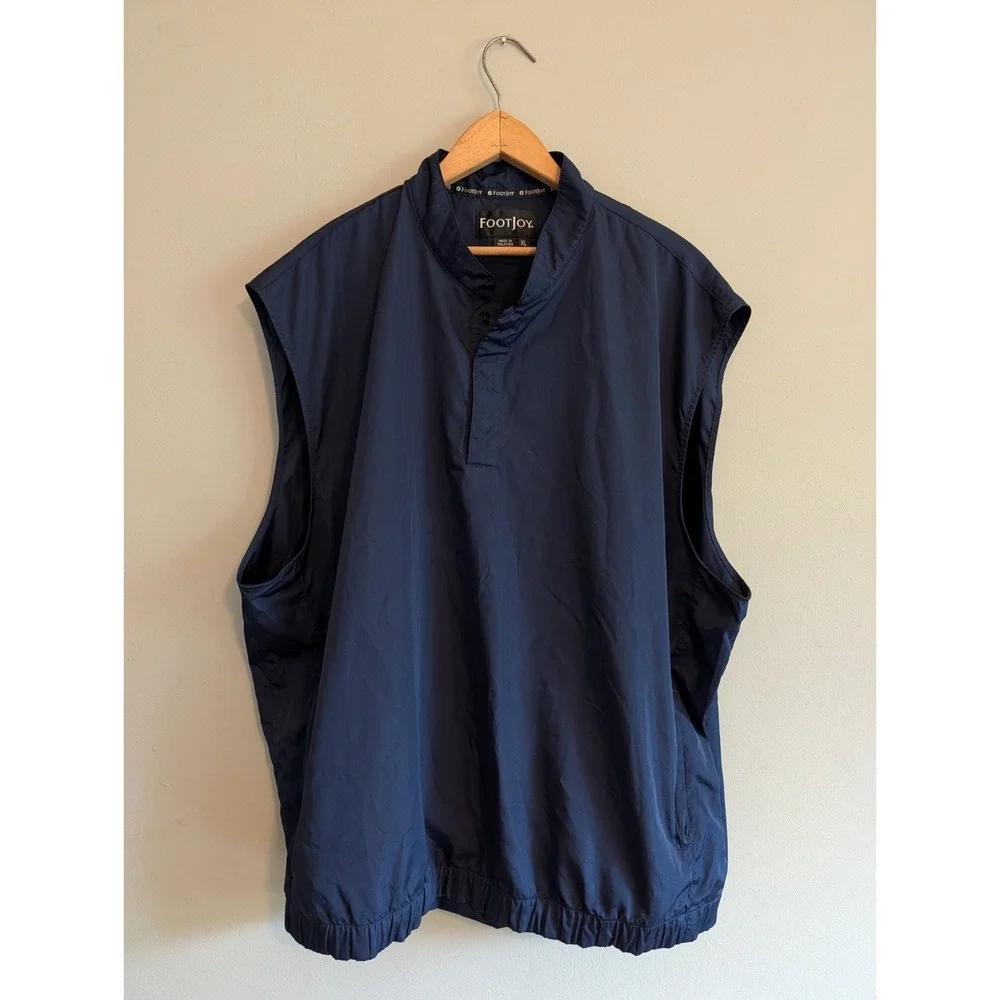 FootJoy Golf 1/4 Snap Performance Windshirt Vest Pullover Men's XL Navy Blue FJ‎